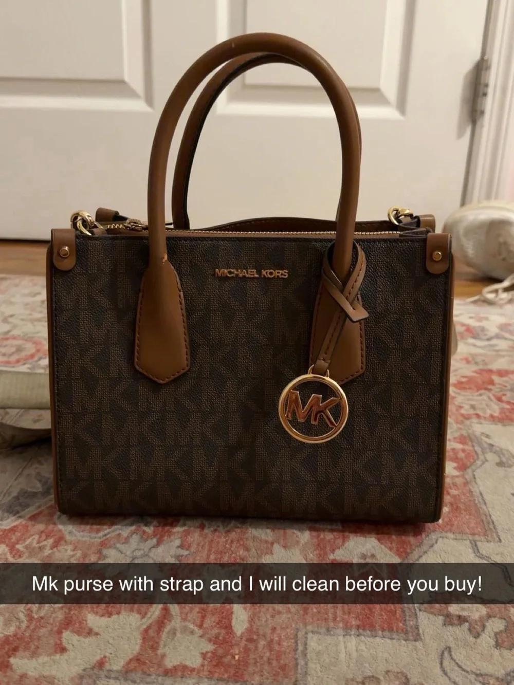 Michael Kors Brown and Gold Logo Satchel